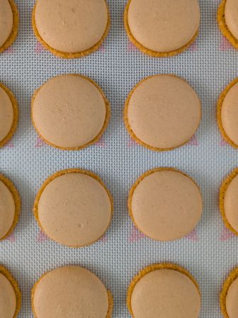 tray of spread macarons
